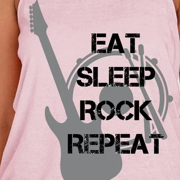 Eat Sleep Rock Repeat Women's Knotted Racerback Tank