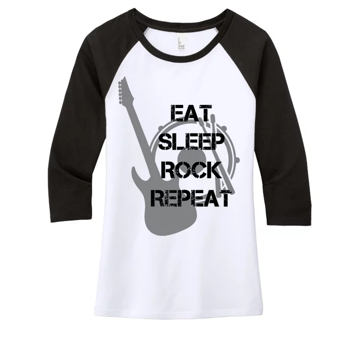 Eat Sleep Rock Repeat Women's Tri-Blend 3/4-Sleeve Raglan Shirt