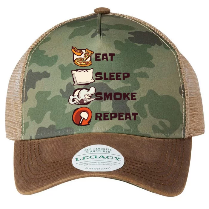 Eat Sleep Smoke Repeat Legacy Tie Dye Trucker Hat