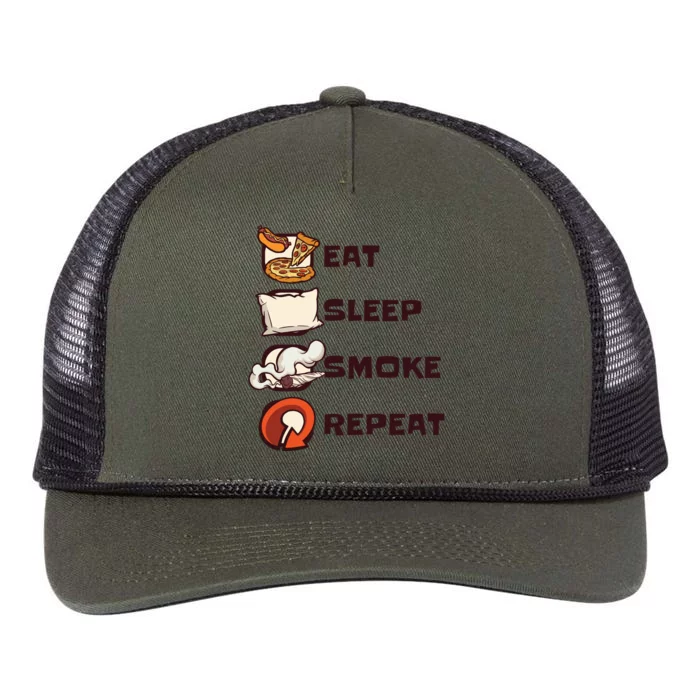 Eat Sleep Smoke Repeat Retro Rope Trucker Hat Cap