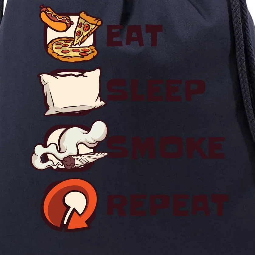 Eat Sleep Smoke Repeat Drawstring Bag