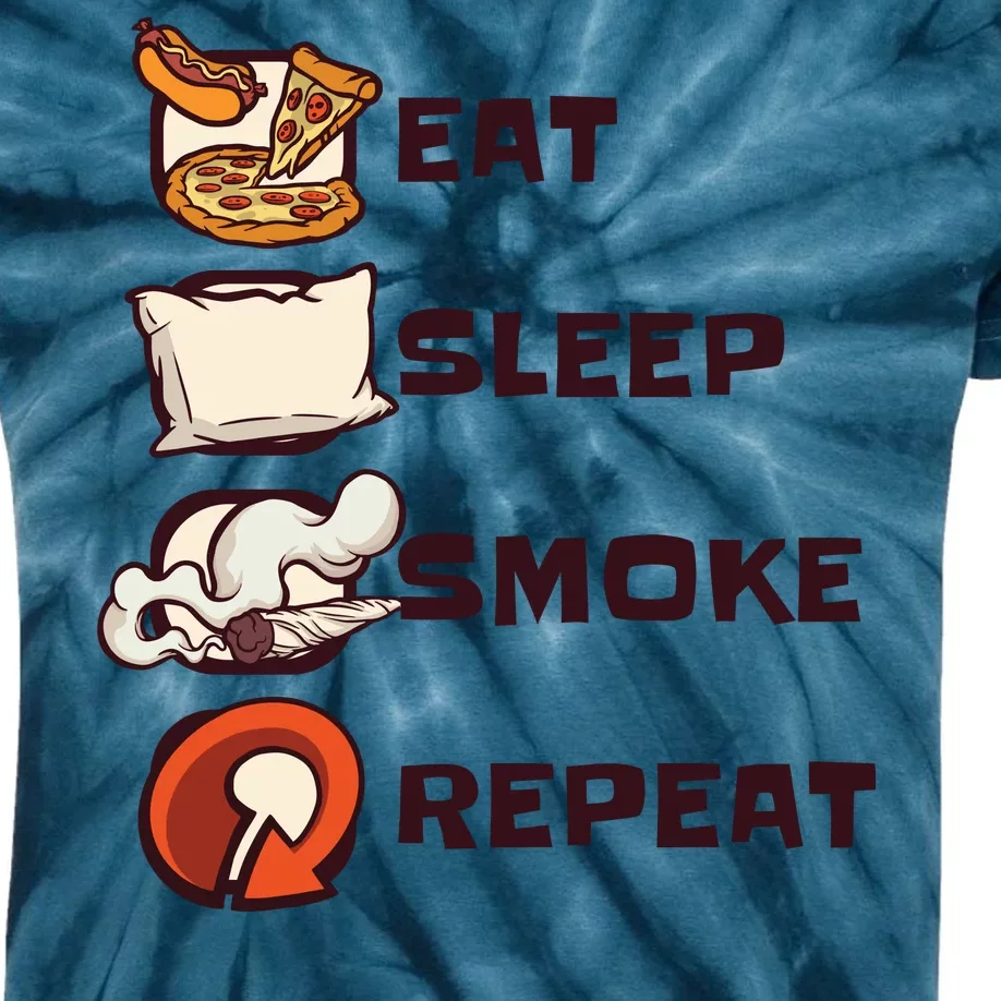 Eat Sleep Smoke Repeat Kids Tie-Dye T-Shirt