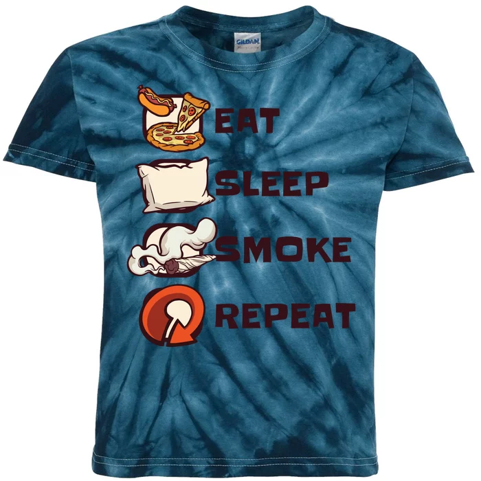 Eat Sleep Smoke Repeat Kids Tie-Dye T-Shirt