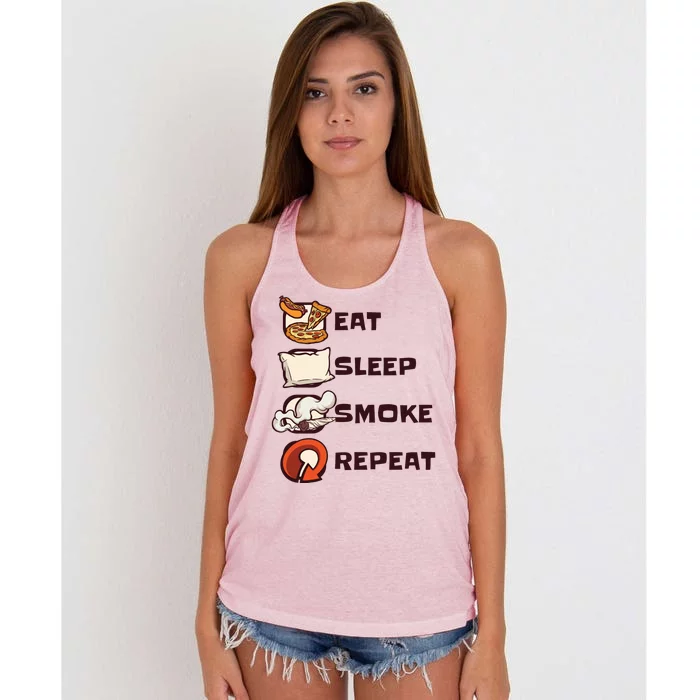 Eat Sleep Smoke Repeat Women's Knotted Racerback Tank