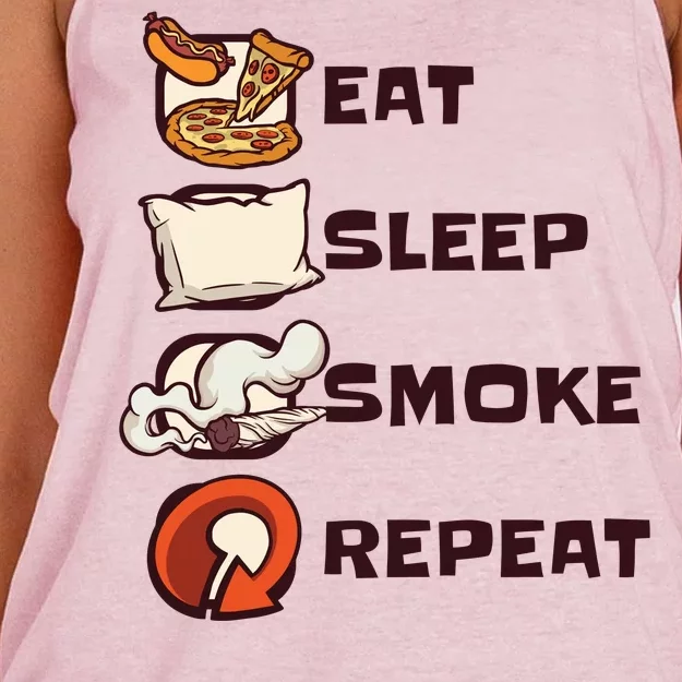 Eat Sleep Smoke Repeat Women's Knotted Racerback Tank