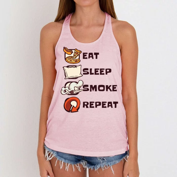 Eat Sleep Smoke Repeat Women's Knotted Racerback Tank