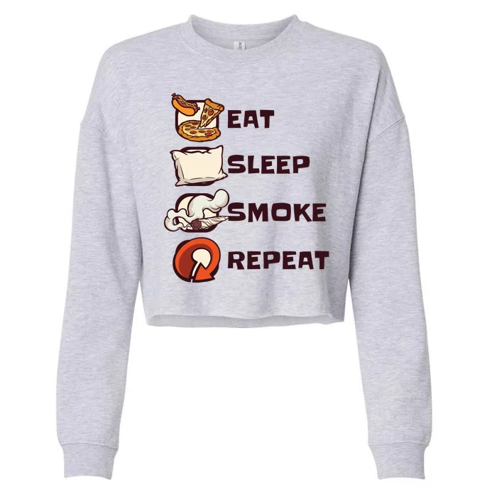 Eat Sleep Smoke Repeat Cropped Pullover Crew