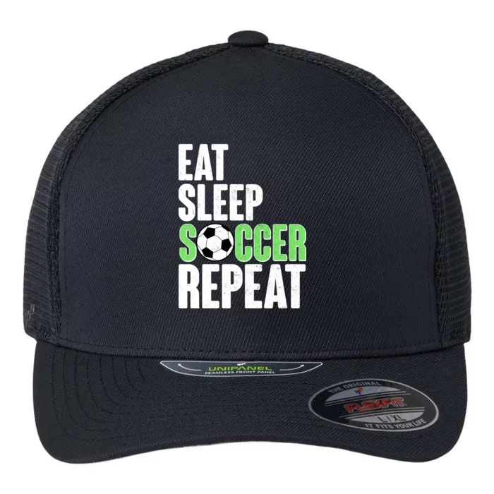 Eat Sleep Soccer Repeat Flexfit Unipanel Trucker Cap