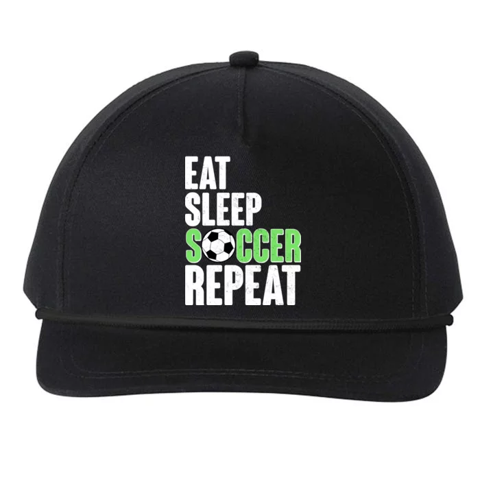 Eat Sleep Soccer Repeat Snapback Five-Panel Rope Hat