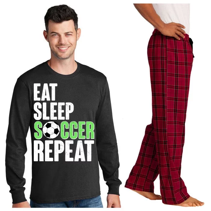 Eat Sleep Soccer Repeat Long Sleeve Pajama Set