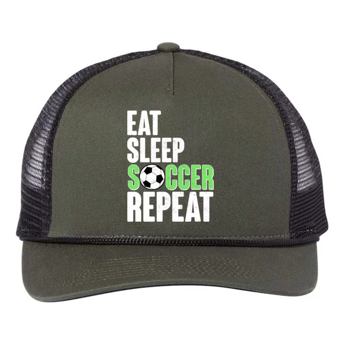 Eat Sleep Soccer Repeat Retro Rope Trucker Hat Cap