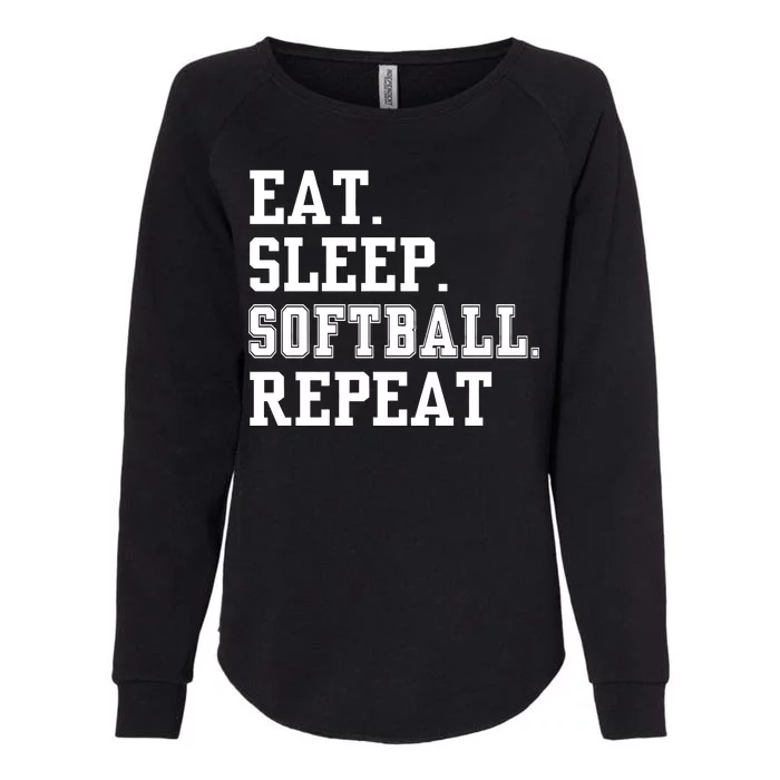 Eat Sleep Softball Repeat Womens California Wash Sweatshirt