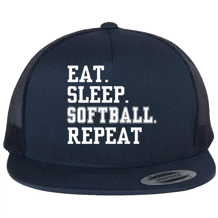 Eat Sleep Softball Repeat Flat Bill Trucker Hat