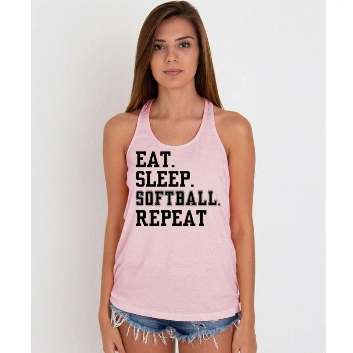 Eat Sleep Softball Repeat Women's Knotted Racerback Tank