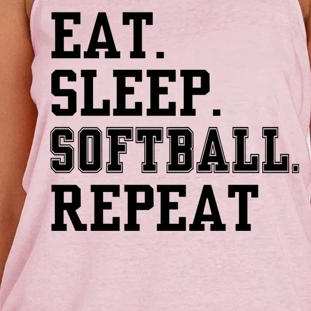 Eat Sleep Softball Repeat Women's Knotted Racerback Tank