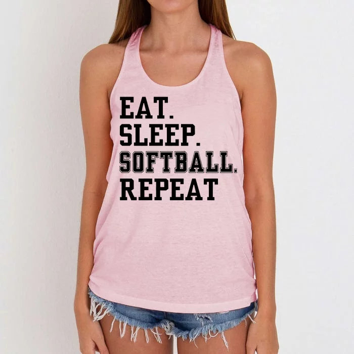 Eat Sleep Softball Repeat Women's Knotted Racerback Tank