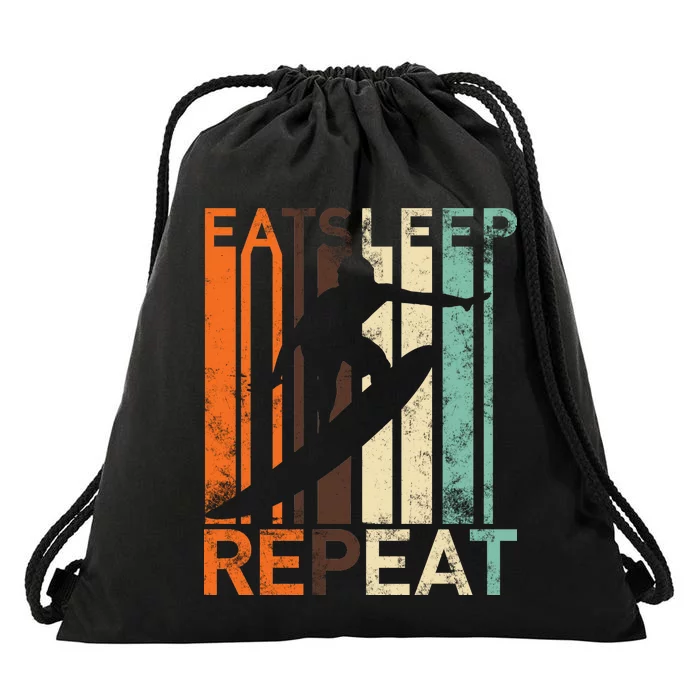 Eat Sleep Surf Repeat Drawstring Bag