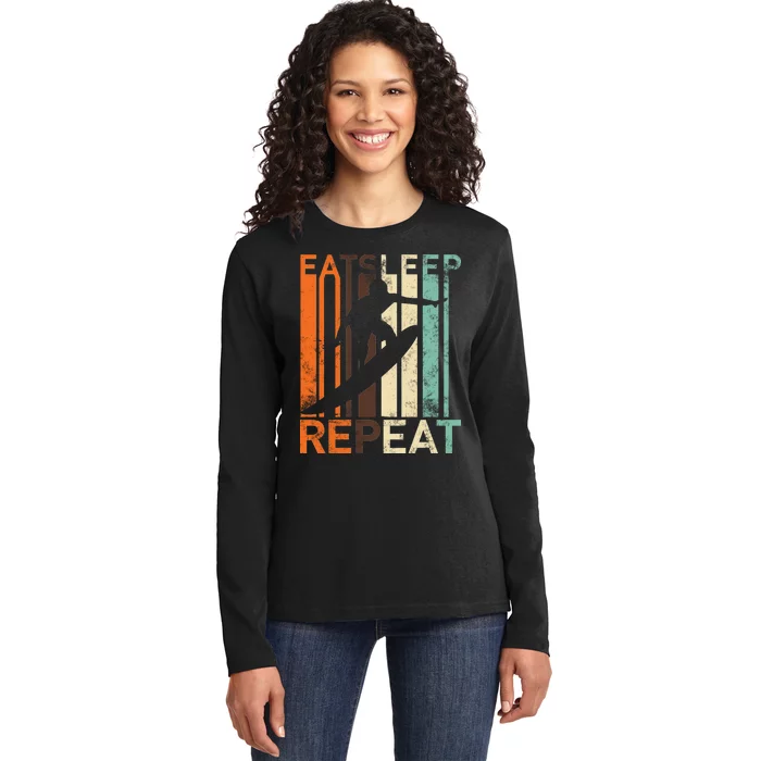 Eat Sleep Surf Repeat Ladies Long Sleeve Shirt