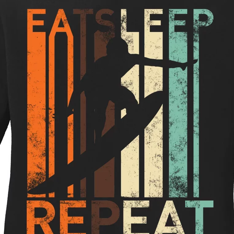 Eat Sleep Surf Repeat Ladies Long Sleeve Shirt