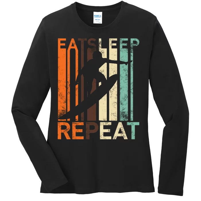 Eat Sleep Surf Repeat Ladies Long Sleeve Shirt