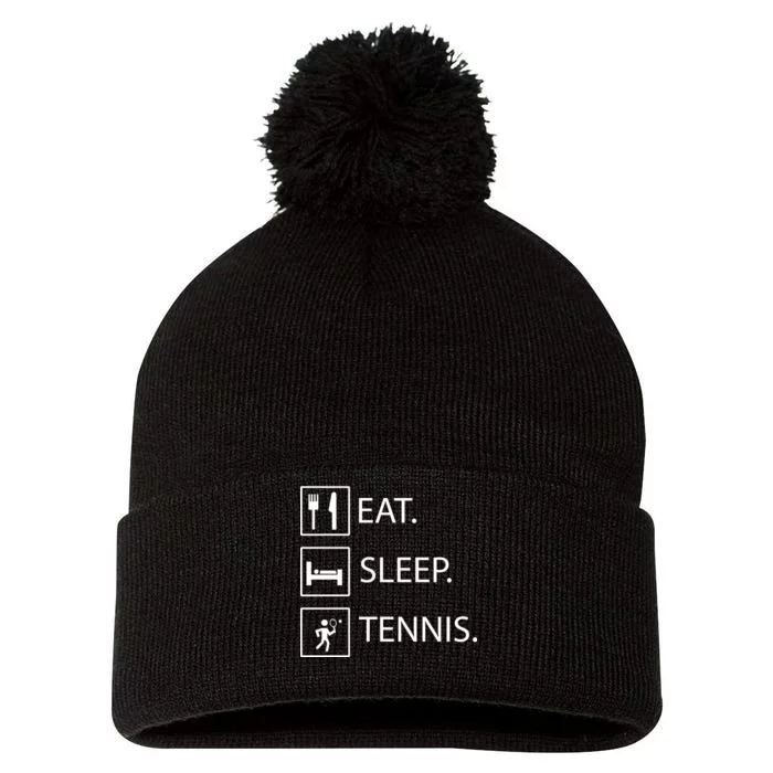 Eat Sleep Tennis Pom Pom 12in Knit Beanie