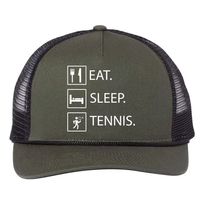 Eat Sleep Tennis Retro Rope Trucker Hat Cap