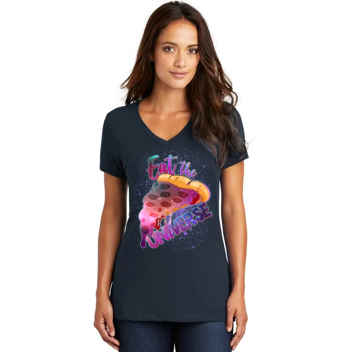 Eat the Universe Galaxy Pizza Women's V-Neck T-Shirt