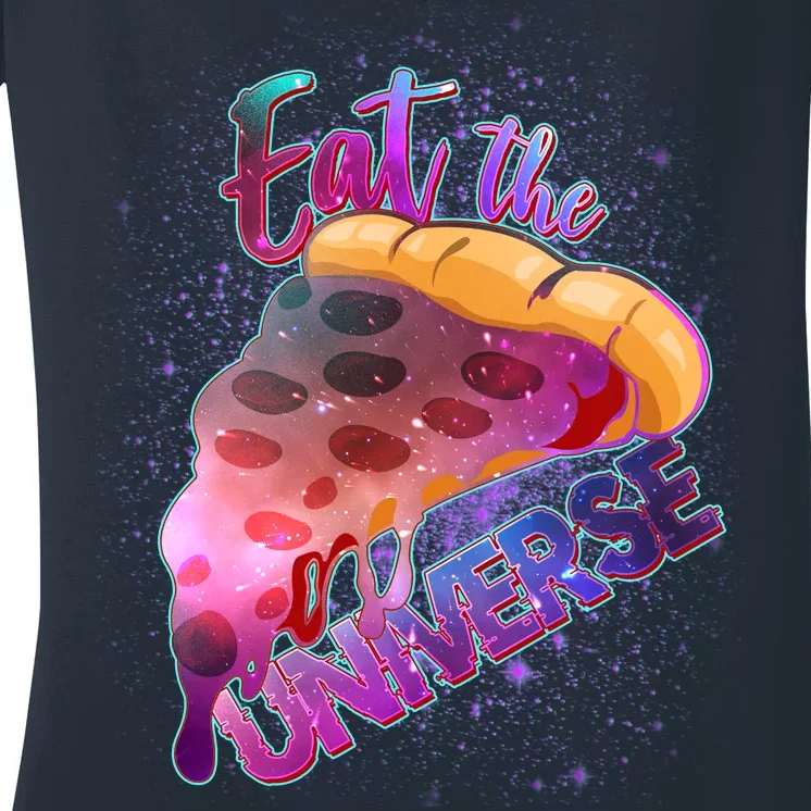 Eat the Universe Galaxy Pizza Women's V-Neck T-Shirt