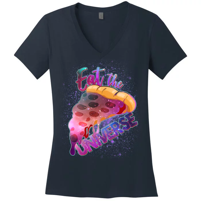 Eat the Universe Galaxy Pizza Women's V-Neck T-Shirt