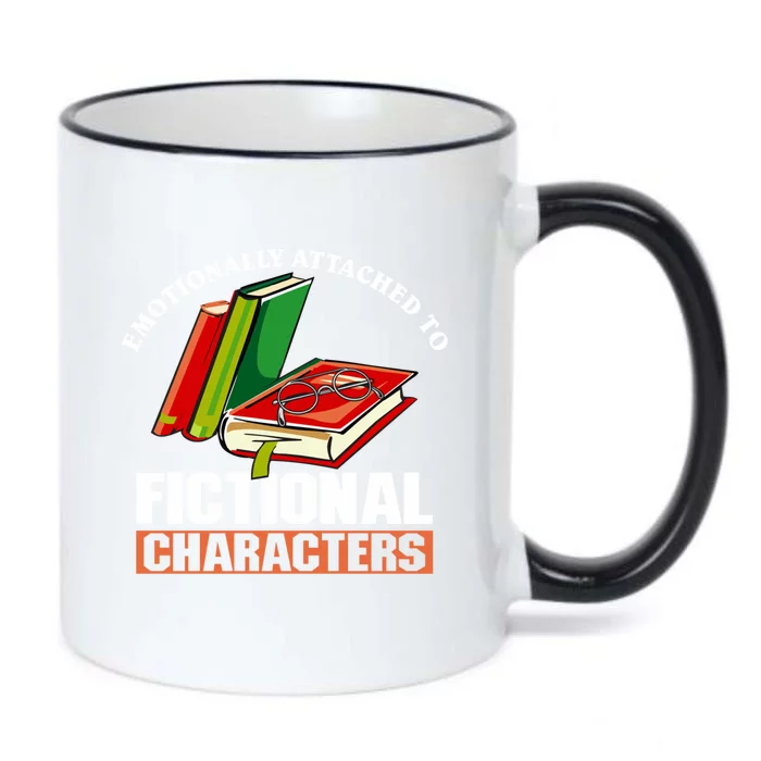 Emotionally Attached To Fictional Characters Book Lover Gift Black Color Changing Mug