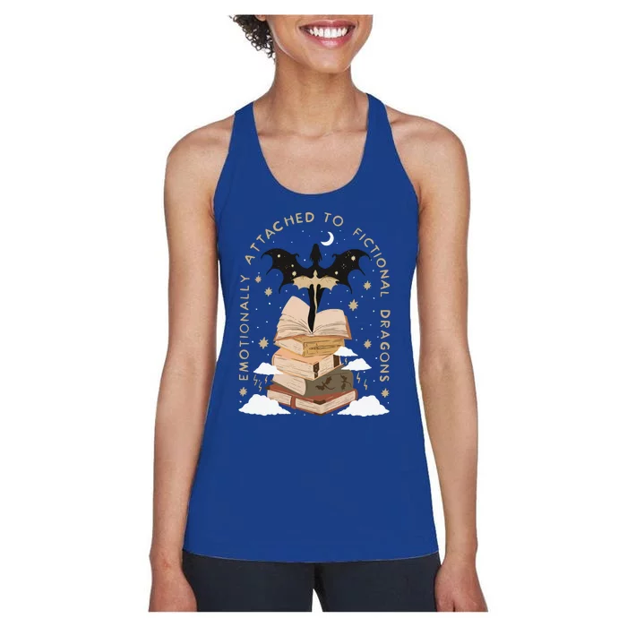 Emotionally Attached To Fictional Dragons Bookish Women's Racerback Tank