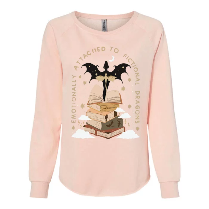 Emotionally Attached To Fictional Dragons Bookish Womens California Wash Sweatshirt