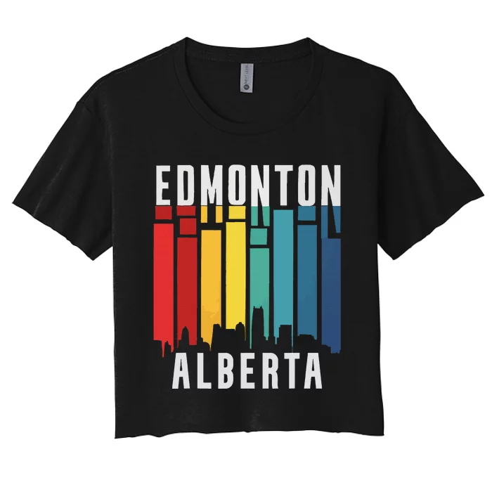 Edmonton Alberta Travel Vacation I Love Canada Women's Crop Top Tee