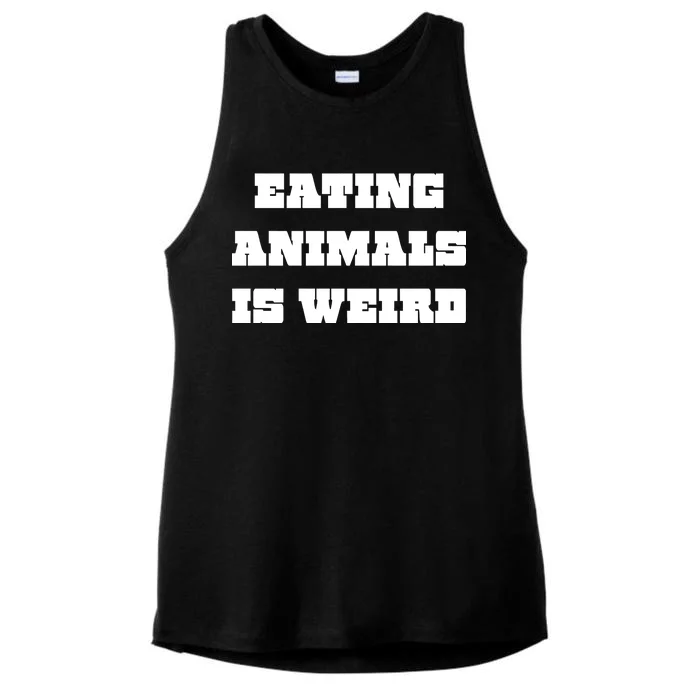 Eating Animals Is Weird Vegan Vegetarian Funny Parody Ladies Tri-Blend Wicking Tank