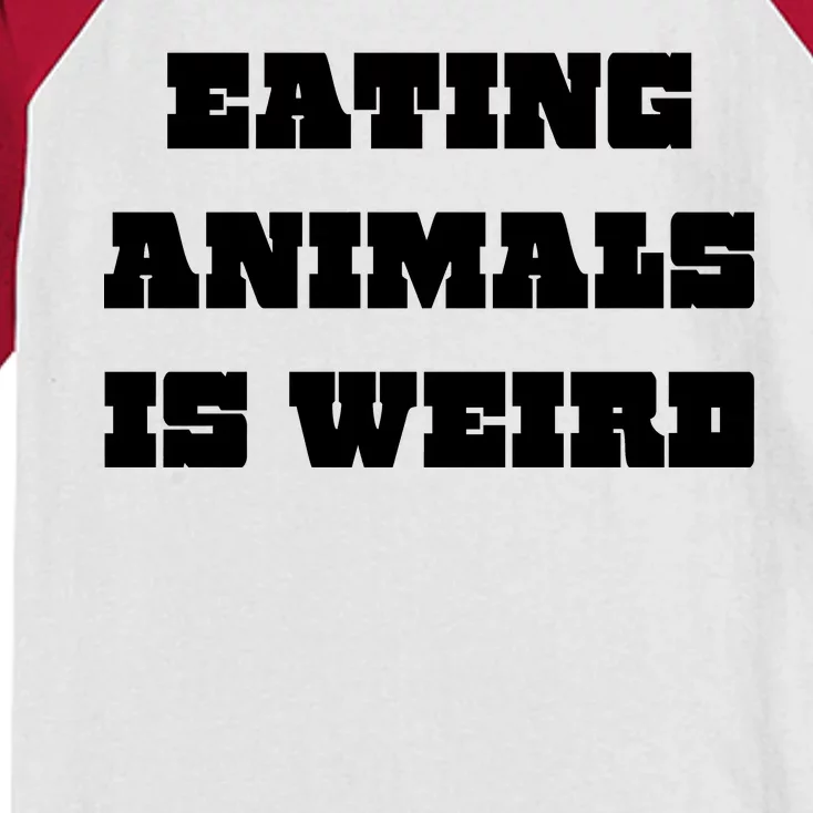 Eating Animals Is Weird Vegan Vegetarian Funny Parody Kids Colorblock Raglan Jersey