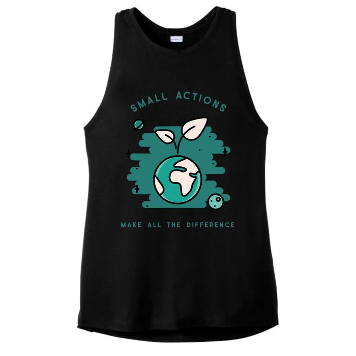 Earth And Wildlife Preservation Plant Design Global Warming Ladies Tri-Blend Wicking Tank