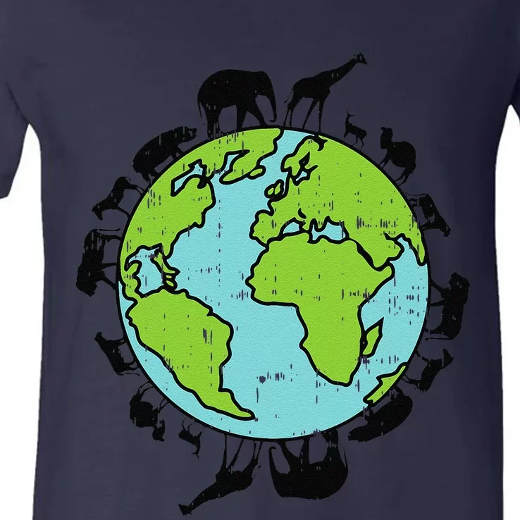 Earth Animals Wildlife Conservation Environ Talist Gift V-Neck T-Shirt