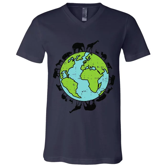 Earth Animals Wildlife Conservation Environ Talist Gift V-Neck T-Shirt