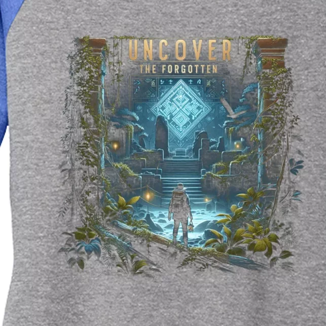 Explore Ancient With Uncover The Forgotten Archaeologist Gift Women's Tri-Blend 3/4-Sleeve Raglan Shirt