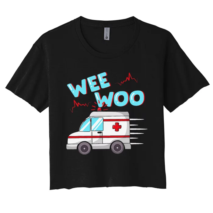 Ems Ambulance Wee Woo Paramedic Emt Gift Boo Boo Bus Women's Crop Top Tee