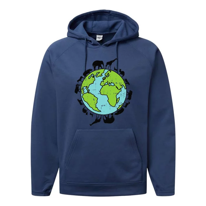 Earth Animals Wildlife Conservation Environmentalist Gift Performance Fleece Hoodie