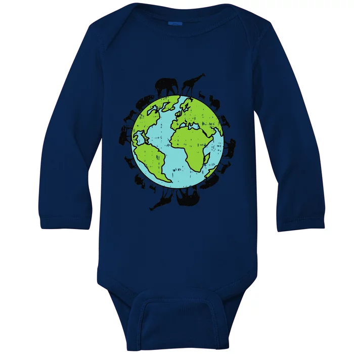 Earth Animals Wildlife Conservation Environmentalist Gift Baby Long Sleeve Bodysuit