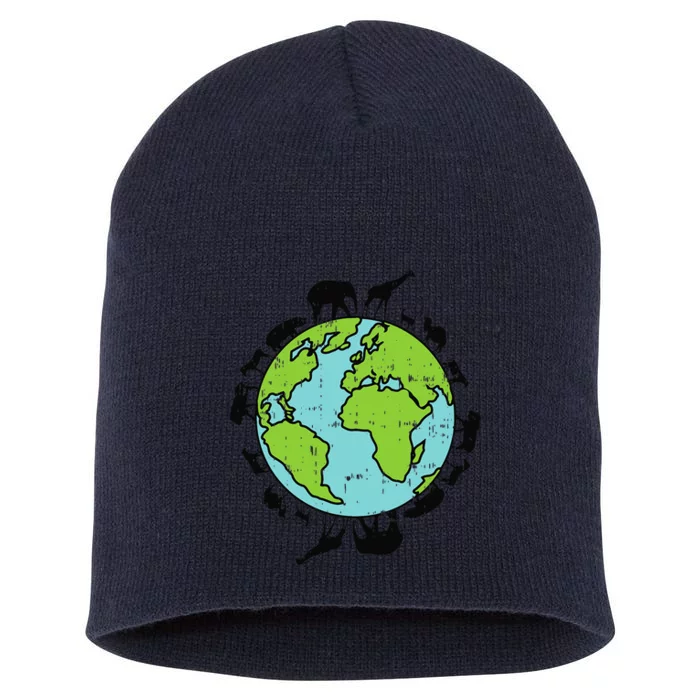 Earth Animals Wildlife Conservation Environmentalist Gift Short Acrylic Beanie