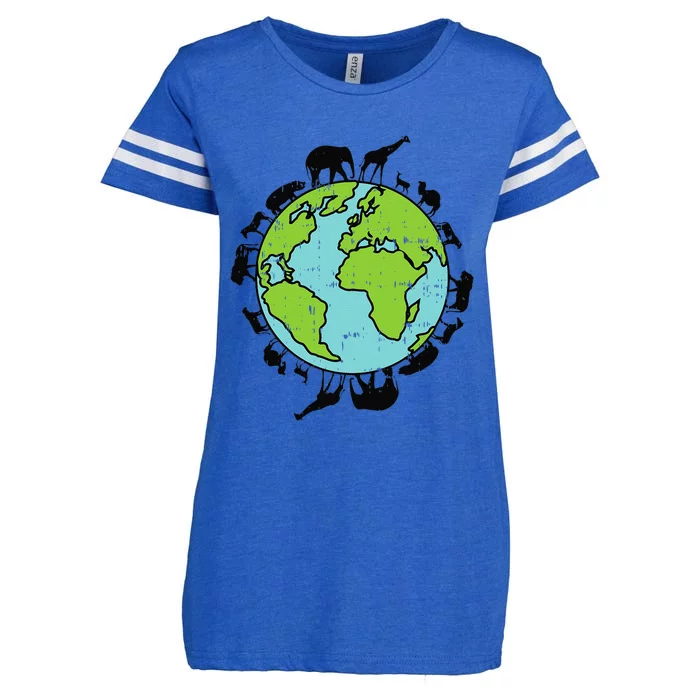 Earth Animals Wildlife Conservation Environmentalist Gift Enza Ladies Jersey Football T-Shirt