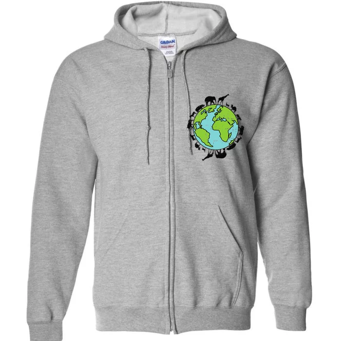 Earth Animals Wildlife Conservation Environmentalist Gift Full Zip Hoodie