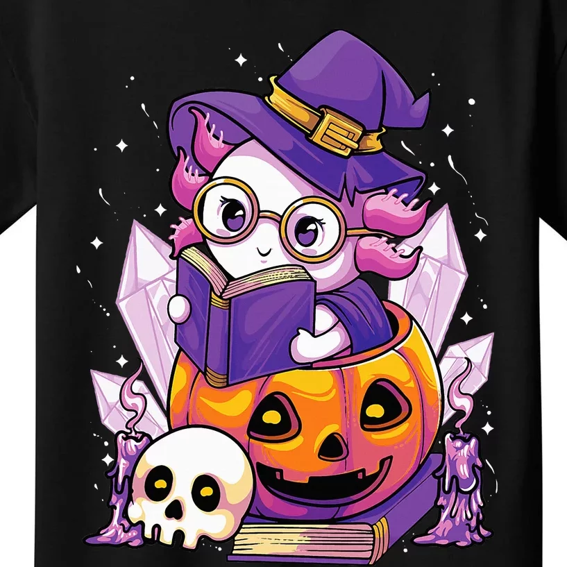 Enchanting Axolotl Witchcraft Halloween Pastel Goth Kids T-Shirt