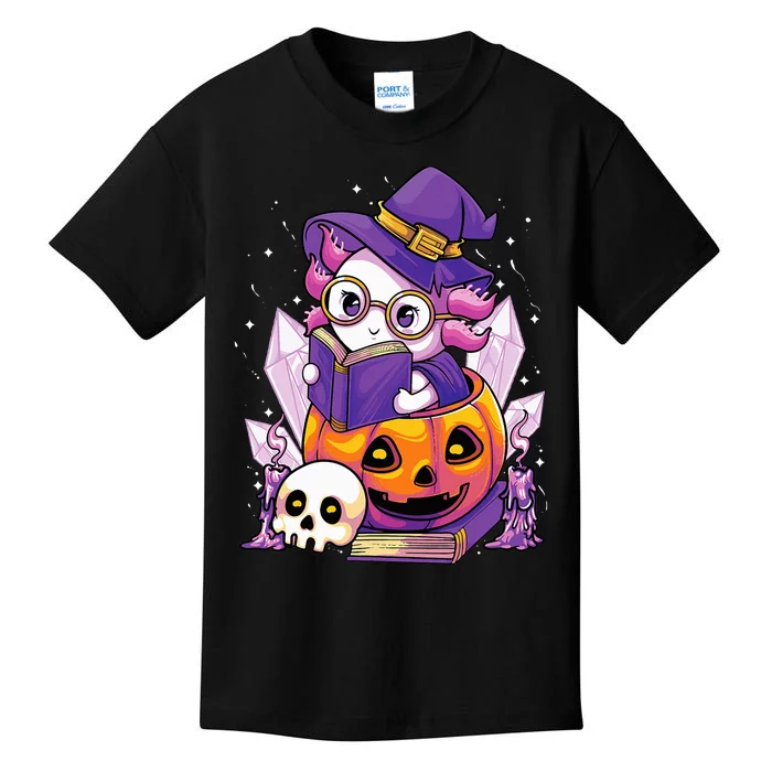 Enchanting Axolotl Witchcraft Halloween Pastel Goth Kids T-Shirt