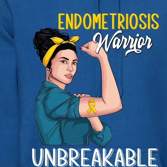 Endometriosis Awareness Warrior Unbreakable Support Gift Premium Hoodie