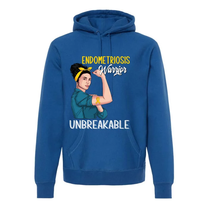 Endometriosis Awareness Warrior Unbreakable Support Gift Premium Hoodie