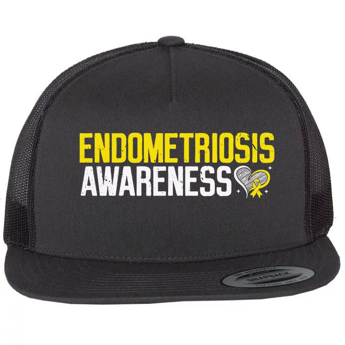 Endometriosis Awareness Yellow Ribbon Endo Warrior Support Flat Bill Trucker Hat